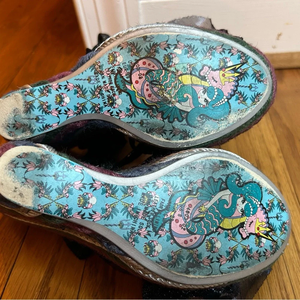 Irregular Choice Black and Multicolor Floral Wedges